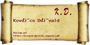 Kovács Dévald névjegykártya